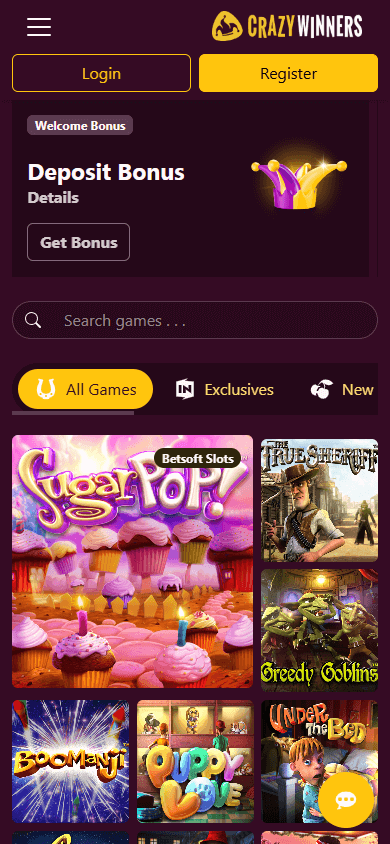 CrazyWinners Casino Mobile screenshot